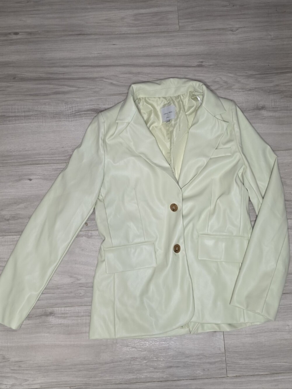 Love Tree Faux Leather Pastel Green Mint Women Blazer Size Small